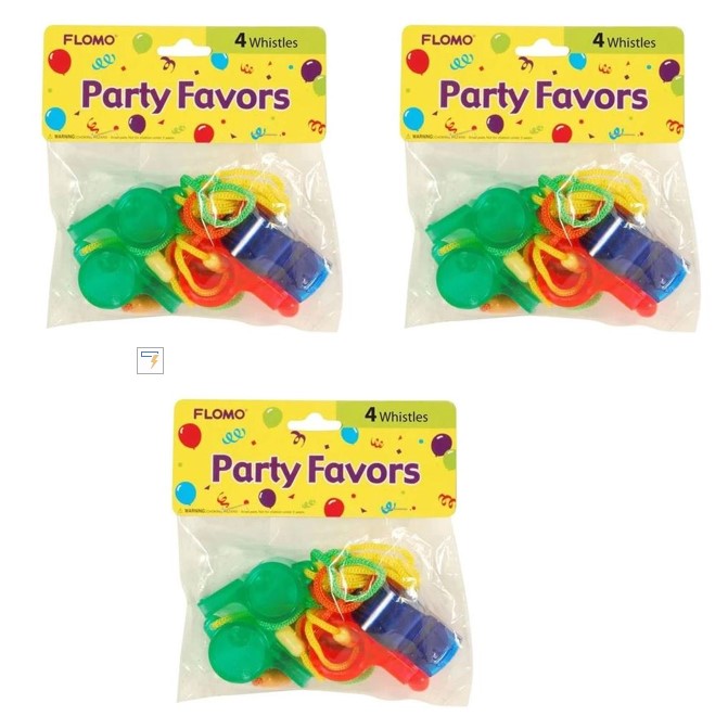Transparent Party Favor Whistles Pack of 3
