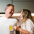 thumbnail image 3 of 3drose, Yellow with Gold and White Glittery Looking Pattern, 11oz Two-tone Blue Mug, 3 of 6
