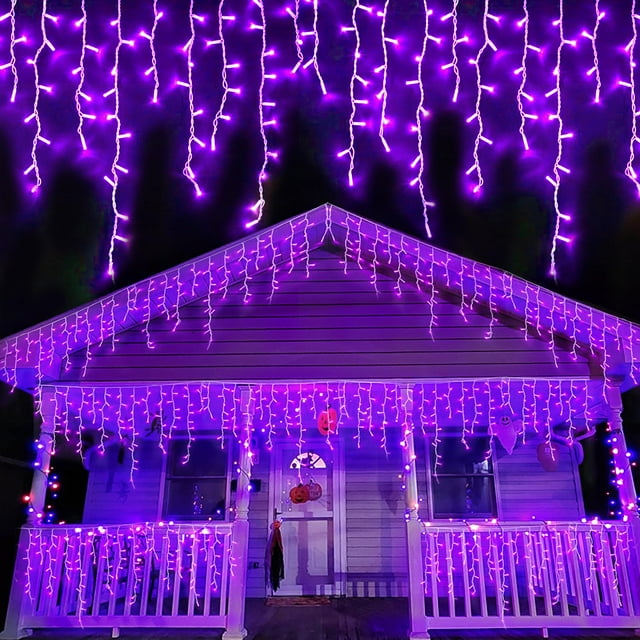Luces Icicle Lights YEGUO, 10 m, 400 LED, color morado, resistente al agua, 8 modos