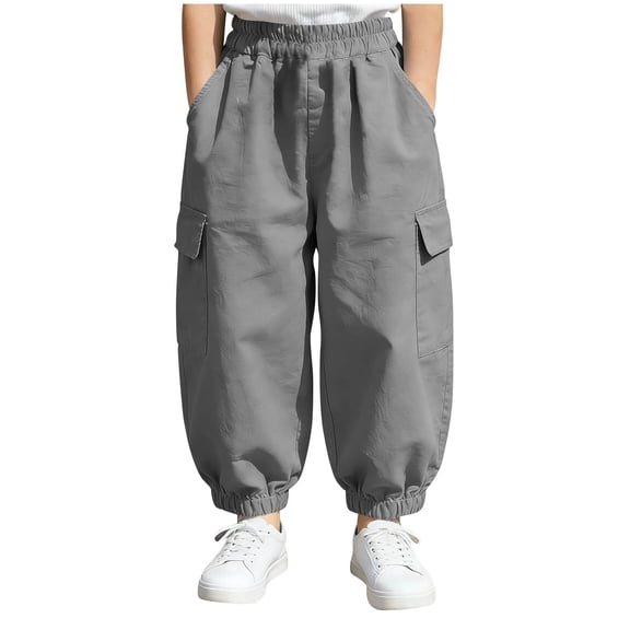CHEEREAM Boys Baggy Cargo Pants Wide Leg Jogger Elastic Waist Athletic Trouser Teens Loose Casual Sweatpants With Pocket Dreesy Bottom