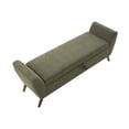 thumbnail image 6 of CQSXDA 60 Inch Storage Bench Featuring Comfort Padded Teddy Cream Upholstery and Mid-Century Wooden Legs for Any Room，Olive Green, 6 of 7