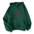 thumbnail image 4 of Baqcunre Women's Solid Color Long-Sleeved Love Print Hoodie Matching Hoodies for Couples Womens Hoodies Graphic Hoodie Womens Sweatshirt Green 3Xl, 4 of 4