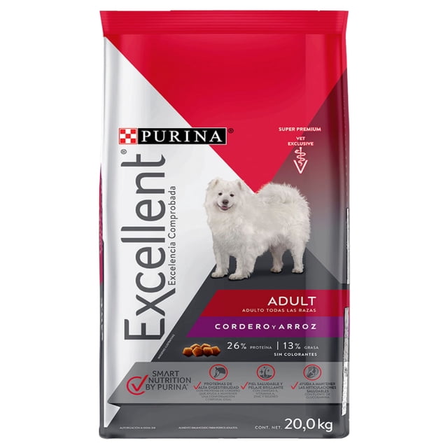 Alimento Para Perro Excellent Adulto Cordero y Arroz de 20 Kg
