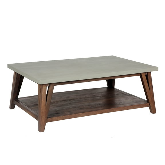 Alaterre Brookside 48"W Wood and Concrete-Coated Top Wood Coffee Table