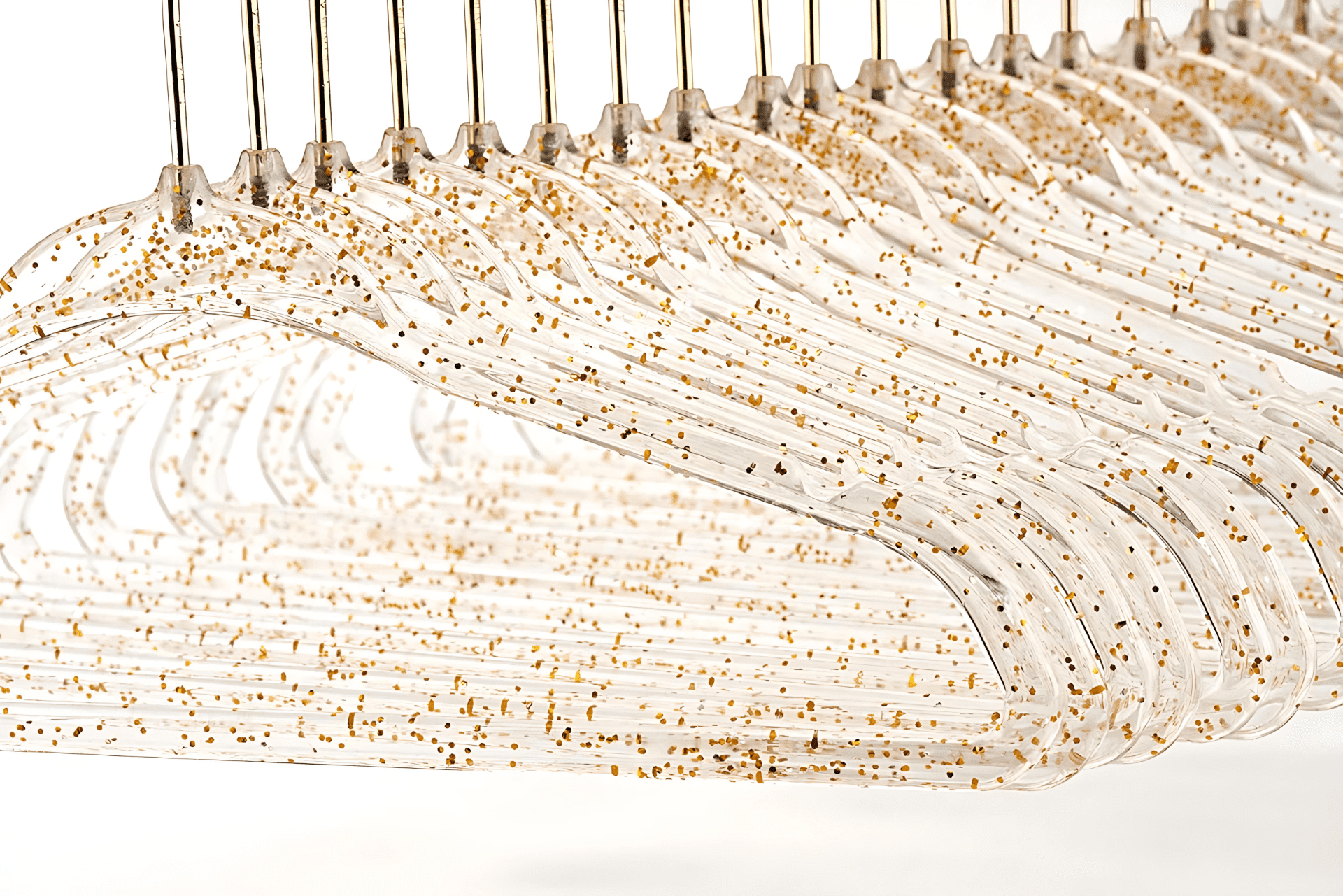 Concepts Kids Hangers, Gold Acrylic Glitter Toddler Hangers with Chrome Hook - Space-Saving Clothes Hanger, 60-Pack