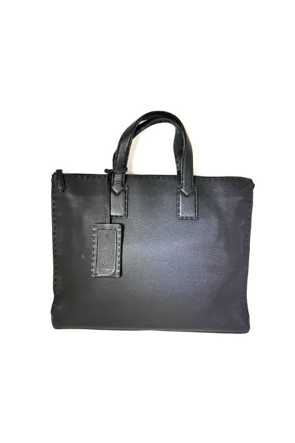 Pre-Owned Fendi Cuoio Romano Selleria Black Leather Briefcase Attache Bag