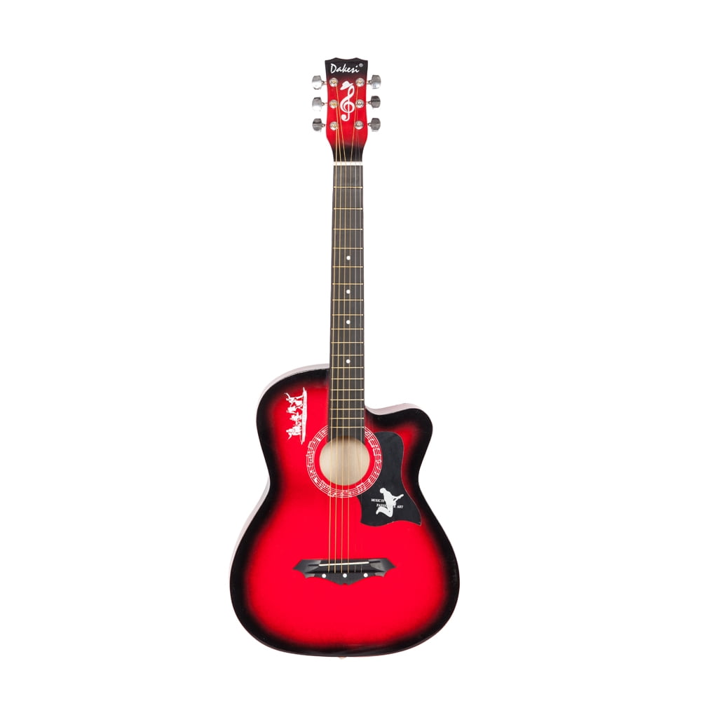 Kepooman Acoustic Guitar for Starter Beginners, Music Lovers Kids Gift Musical Instrument Guitar for Kids, Red Basswood Practice Guitar Set for Child Boys Girls