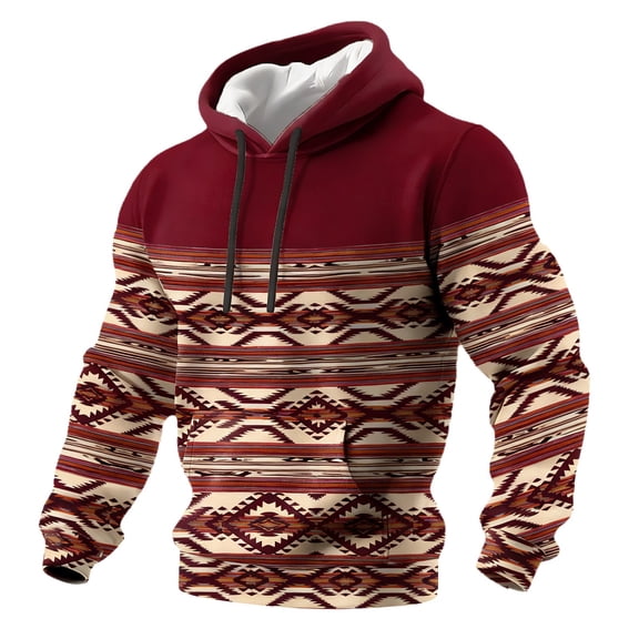 oqasdz Sweatshirts for Men Hooded Striped Stylish Print Hooded Pullover with Pocket Long Sleeve Loose Top Comfort Cozy Casual Dailywear