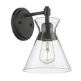 thumbnail image 3 of Golden Lighting Malta 1 Light Wall Sconce Matte Black Clear Glass Shade, 3 of 4