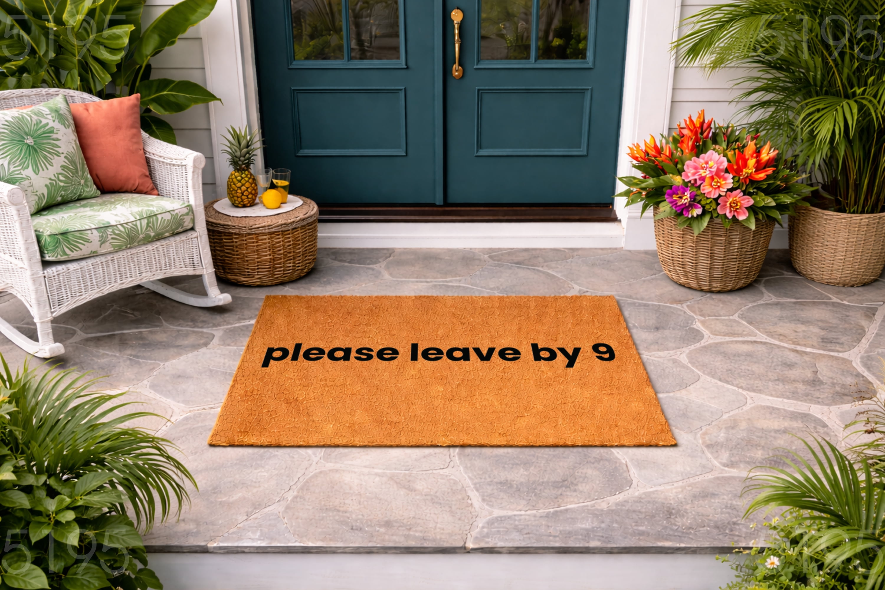 Please Leave By Nine Doormat, Funny Welcome Entryway Mat, Indoor Outdoor Door Mat (18x30 inches) WoodByStu 5195