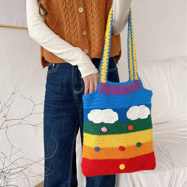 Bolso de mano para mujer Yuyangstore Bolso tejido de colores del