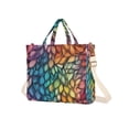 thumbnail image 7 of FORMRS Womens Corduroy Tote Bag Crossbody Shoulder Handbag with Pocket, Colorful Dragon Scales Pattern, 7 of 7