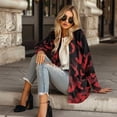thumbnail image 3 of Garronmavis Womens Long Sleeve Cardigan Sweater for Fall Cardigan Jacket Stretch Blouses for Women Dressy Casual Draped Top Plus Size Red Bat, 3 of 6