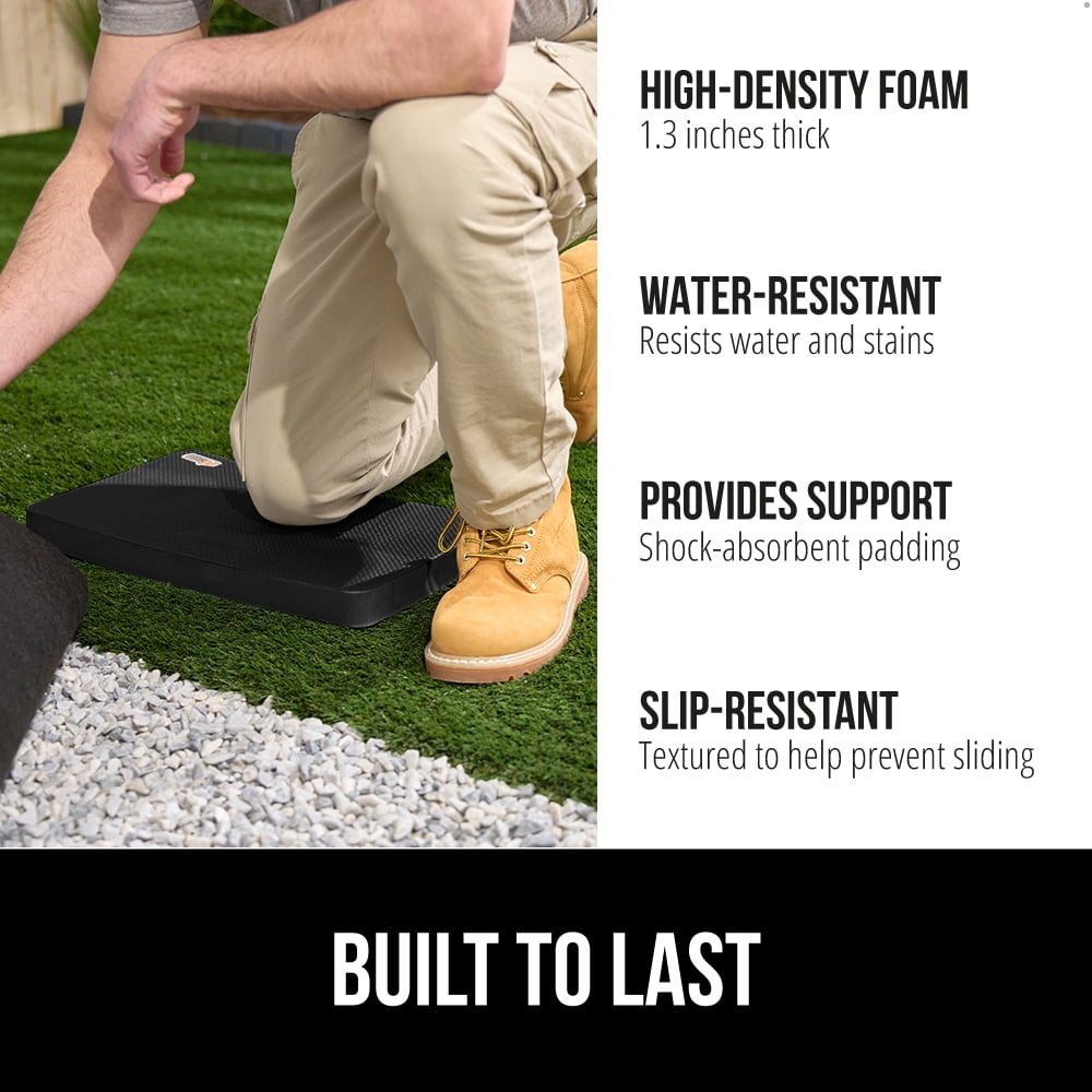 GORILLA GRIP Kneeling Pad, Cushioning Support for Knees, Extra Thick, Water Resistant, 17.5x11 Black