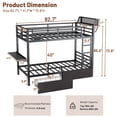 thumbnail image 3 of Miniyam Twin XL Over Twin XL Metal Bunk Bed with Desk and Storage for Dorm Apartment, Black, 3 of 9