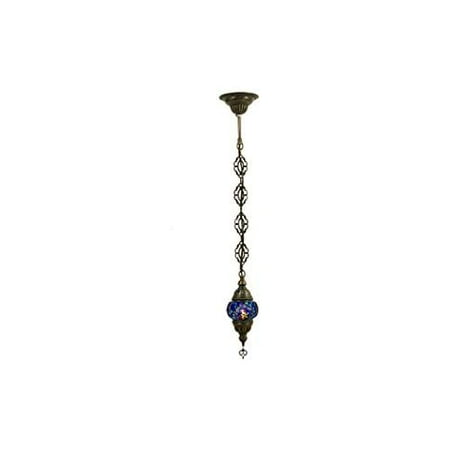 

LaModaHome Turkish Moroccan Handmade Mosaic Glass One Chain Ceiling Lamp Light with Decorative Dark Copper Fixture for Bedroom Livingroom and Winter Garden Ununhexium