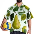 thumbnail image 4 of pear Men's Short Sleeve Button Down Casual Poplin Shirts for Summer Beach, Printed Design - Unisex, 4 of 6