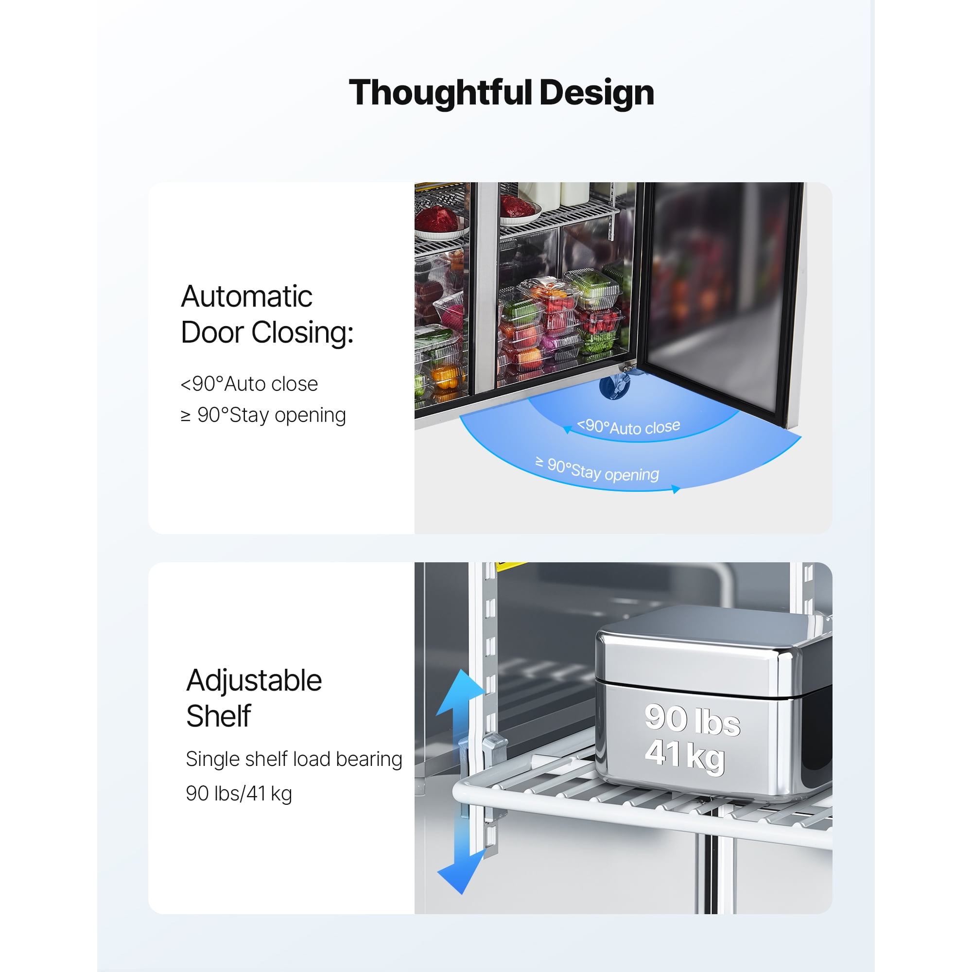 KFFKFF 48"W Commercial Refrigerator, 12.5 Cu. Ft Sandwich Prep Table with Refrigerated Storage, Mega Top Food Prep Unit Featuring 18 Pans and Cutting Board, Stainless Steel Salad Prep Cooler