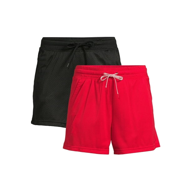 Athletic Works Women's Mesh Shorts with Pockets, 2Pack