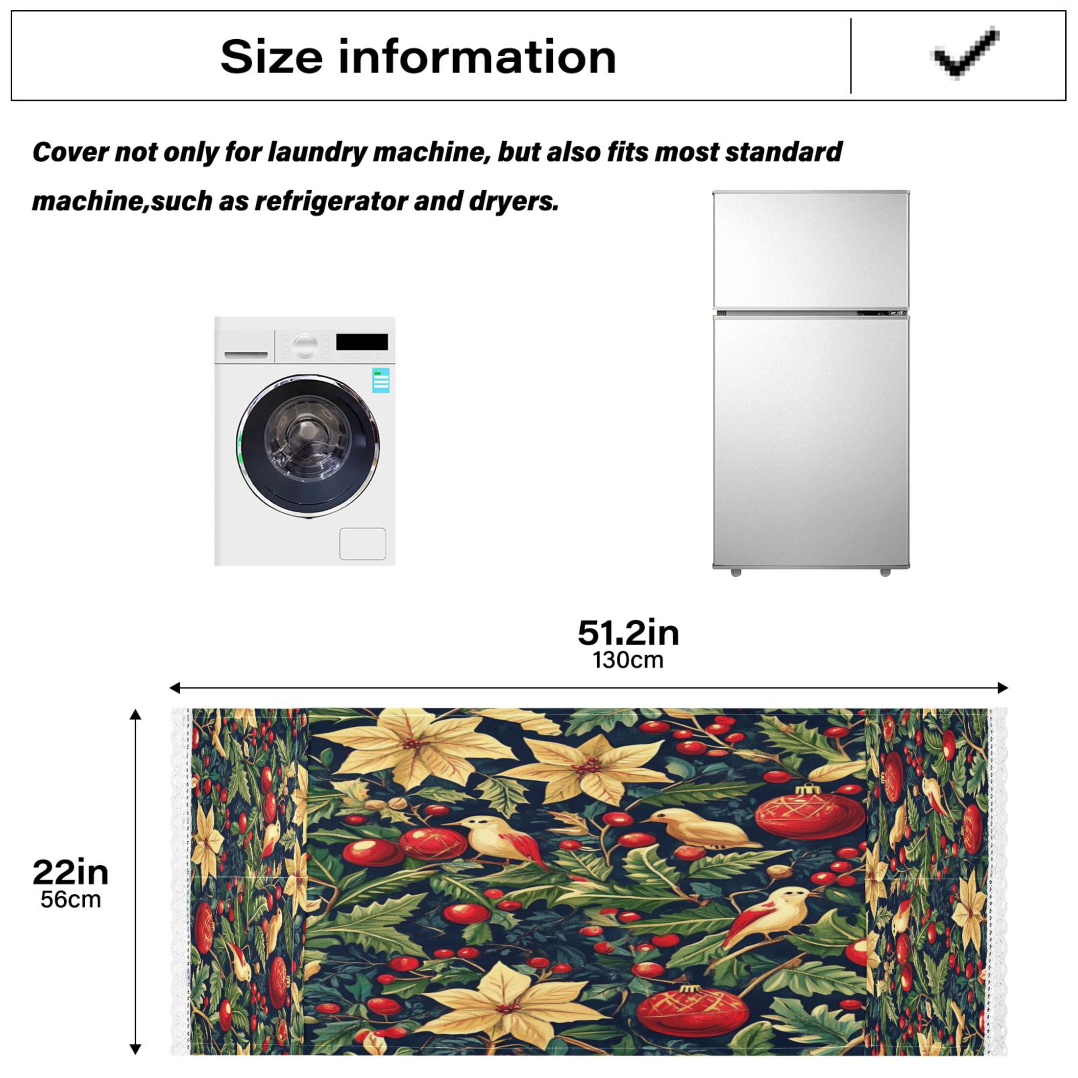 Christmas HolidayWasher and Dryer Covers Dust-Proof and Oil Resistant Fridge Cover with 4 Storage Pockets Washing Machine Top Cover for Laundry Kitchen Home 51.2 x 22 In