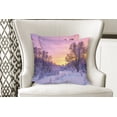 thumbnail image 4 of Ambesonne Winter Throw Pillow Cover 2 Pack, Landscape with Sunset, 18", Pink White, 4 of 6