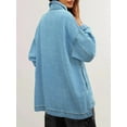 thumbnail image 5 of Jean Jacket for Women Distressed Long Sleeve Oversized Denim Trucker Jackets Coat Light Blue XXL, 5 of 6