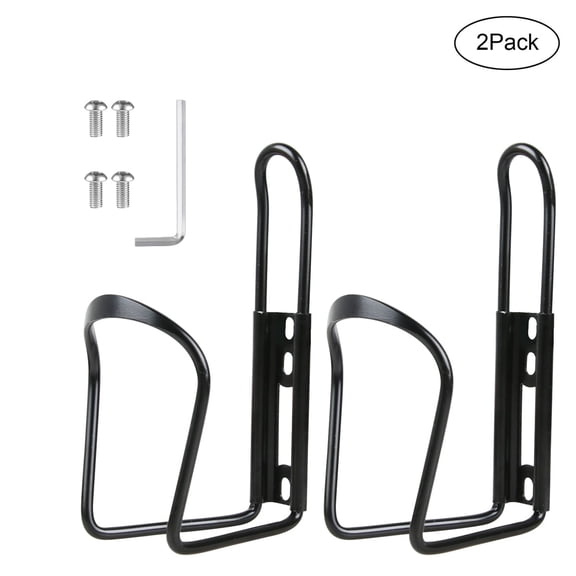 GameXcel Bike Water Bottle Cage 2 Pack, Lightweight Aluminum Bottle Holder for Road and Mountain Bikes, Black