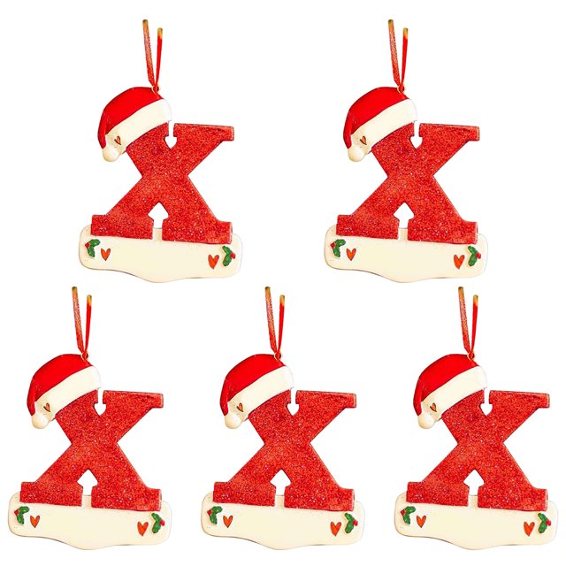 Agiferg Christmas Little Red Hat Letter Pendant DIY Writable Name 26 Letter Pendant 5PCS