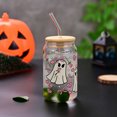 thumbnail image 4 of Halloween Glass Cup With Bamboo Lid And Glass Straw, Ghost And Pumpkin Print Iced Coffee Tumbler, Holiday Theme Drinkware For Home And Party Use,C - One Size, 4 of 5