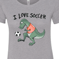 thumbnail image 4 of Inktastic I Love Soccer-dinosaur in Orange Women's T-Shirt, 4 of 5