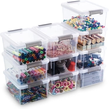 1.3 Qt Small Storage Bin with Lid Plastic for Kids Craft Toy Sewing Organizer10 Packs 6.9"Lx5"Wx3"H