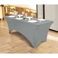 thumbnail image 3 of XINQIHANG Nappe en Spandex 1 Paquet [6 Pieds, Gris] Ajustée, Ajustée, Lavable et Résistante aux Plis, Housse Extensible Rectangulaire pour Table de Patio pour Événement, Mariage, Banquet et Fêtes [72lx30lx30h] Pouces, 3 of 7