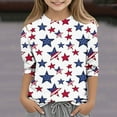 thumbnail image 2 of Taqqpue 4th of July Tops for Kids USA Flag Printed Tees Summer 3/4 Sleeve Casual Basic T Shirts, 2 of 5