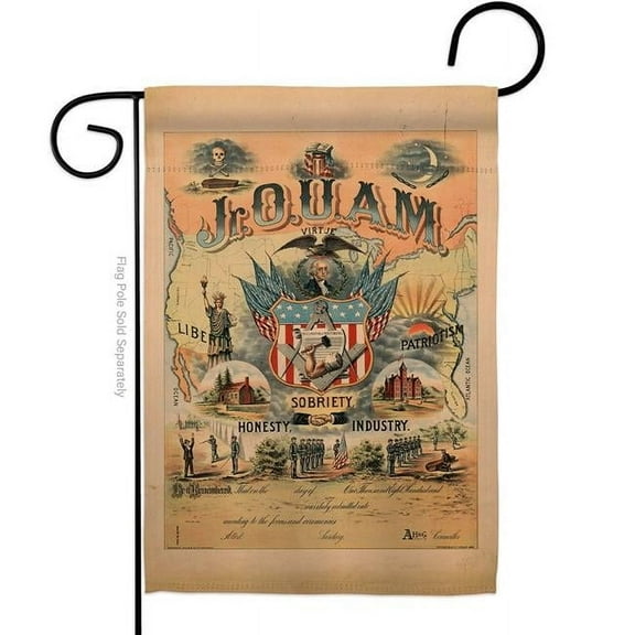 Americana Home & Garden G141250-BO 13 x 18.5 in. Jr. O. U. A. M. Garden Flag with Americana US Historic Double-Sided Decorative Vertical House Banner Yard Gift