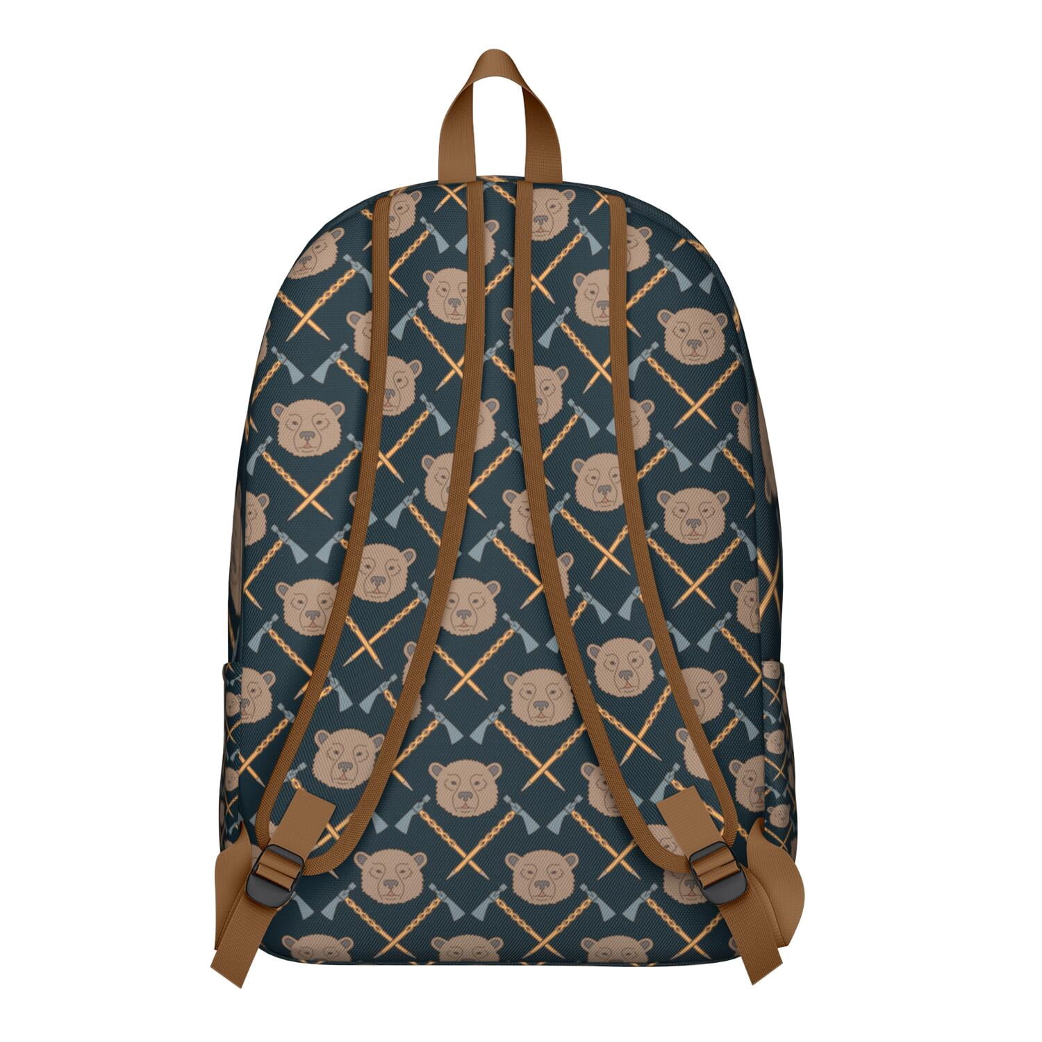 Cartoon Bear School Backpack, Waterproof Bookbag with Aesthetic Brown and Polar Bear Pattern, Perfect for Teens