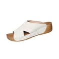 thumbnail image 6 of Xucatan Wedge Mule Sandals for Women, Peep Toe Canvas Slippers with Floral Embroidered Up Front, Cushioned Footbed Thick Sole Casual Footwear, Versatile Design for Spring Outdoor Gift, 6 of 9