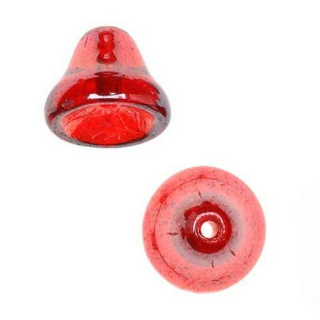 Ruby Bell - Czech Glass Beads 9mm Bell Beadcaps Ruby Red (10)