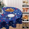 thumbnail image 4 of Patriotic 4th of July Tablecloth American Flag Round Tablecloth 60 Inch Independence Day Table Cloth for Farmhouse Kitchen Decor Polyester Fabric Blue Star Flag Table Covers for Party Outdoor Camping, 4 of 6