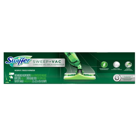Swiffer Sweep + VAC Cordless Vacuum Kit (1 Rechargeable Vacuum Sweeper, 8 Dry Cloths, 1 Replaceable Filter, 1 Battery (Best Sweeper For Laminate Floors)