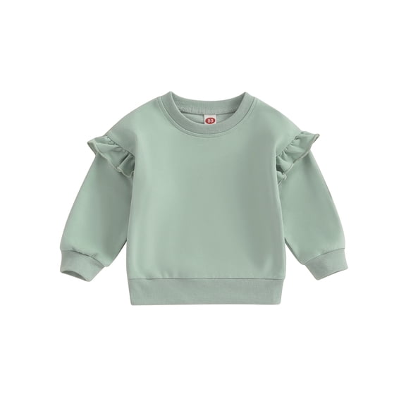 RUINIXCW Toddler Baby Girl Crewneck Sweatshirt Nebworn Infant Baby Girl Boy Spring Fall Winter Clothes Ruffled Long Sleeve Solid Basic Pullover Sweater Shirts Tops