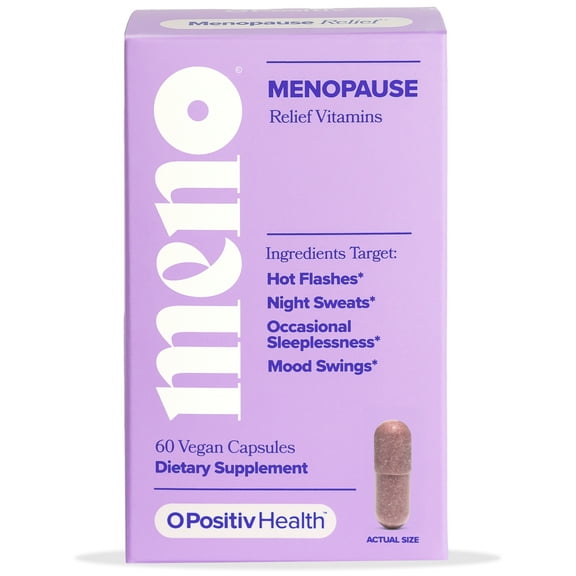O Positiv MENO Menopause Relief Vitamin Capsules for Hot Flashes, Night Sweats, and Mood Swings, 60 Count