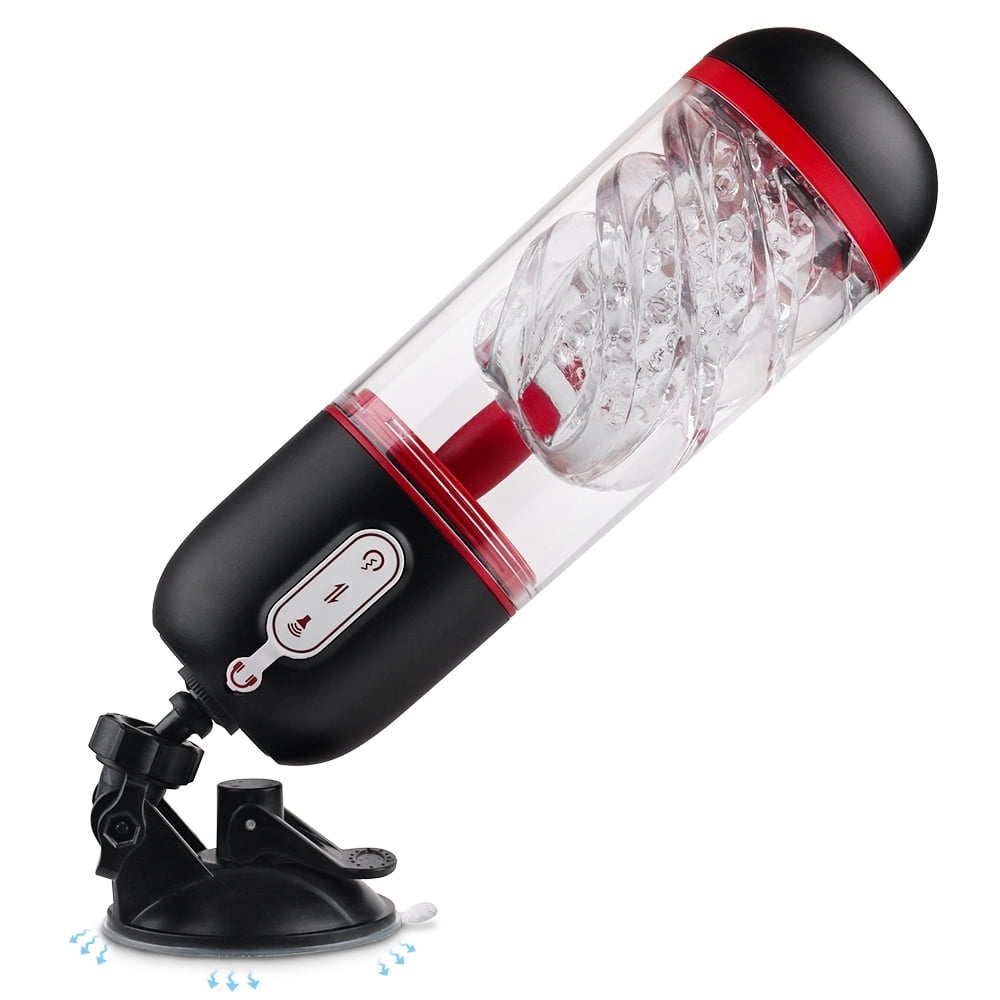 Hingming Automatic Male Masturbator Cup Vibrator with Voice and 3D Texture Channel for Men, Black Red