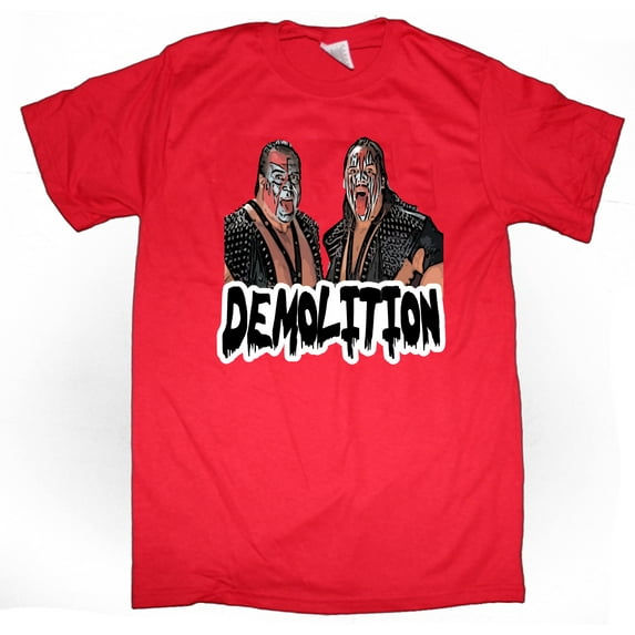 Shedd Shirts Red Demoliton WWF WWE "Old School" Adult 4XL T-Shirt