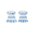 thumbnail image 2 of BemeyourBBs Toddler Baby Girl Summer Football Dress Little Baby Girl Soccer Dress Outfit Football Embroidered Striped Button Collared Short Sleeve A Line Ruffled Dress, 2 of 9