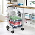 thumbnail image 6 of Safeplus Foldable Shopping Cart, Heavy Duty Utility Cart with Rolling Swivel Wheels&Double Basket, Grocery Cart for Grocery Laundry Book Luggage Travel, 6 of 8