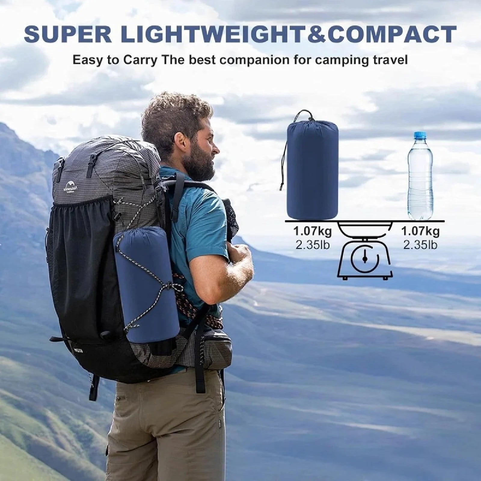 JOVELL Inflatable Sleeping Pad with Built-in Foot Pump & Pillow, 4.7" Thick Waterproof Camping Air Mattress, Self Inflating Sleep Pad for Backpacking, Hiking, Tent, Navy
