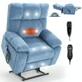 thumbnail image 5 of Barara King Reclining Chair Sofa with Hidden Cup Holders, Power-Remote, Medium-firm and Heavy Duty, Single Recliner with Massage Dual Motor Infinite Position Up to 350 LBS, Blue, 5 of 7
