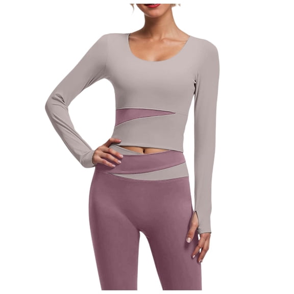 DHFJKG 2 Piece Workout Set For Women Long Sleeve Yoga Seamless Leggings Clothes Running Gym Fitness Comfortable Active Wear Pilates Outfits