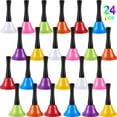 thumbnail image 1 of 24 Pieces Metal Steel Hand Bell Call Service Colorful Note Musical Instruments Handbell with Black Wooden Handles for School Dinner Calling Decor, 8 Colors, 1 of 6