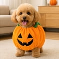 thumbnail image 6 of Halloween Funny Pumpkin Dog Cat Costume pumpkin dog costume halloween costumes for dogs plush jack o lantern style pet clothes for puppy cat halloween festival dress up,L, 6 of 7